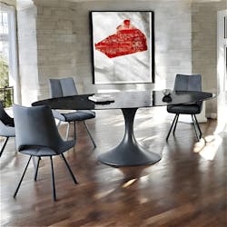 Table à manger noire en verre ondulé forme organique 280 cm LIGURIE