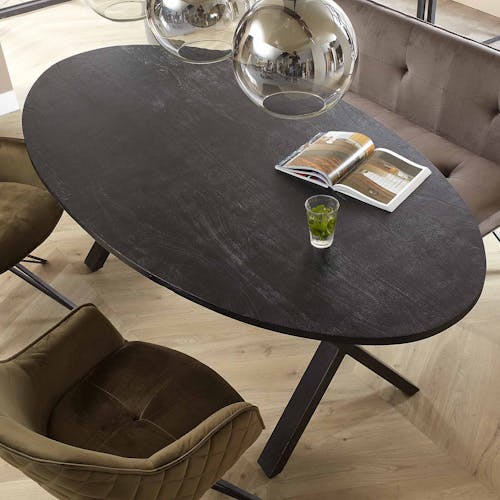 Table à manger noire ovale 200 cm HALIFAX