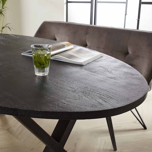 Table à manger noire ovale 200 cm HALIFAX