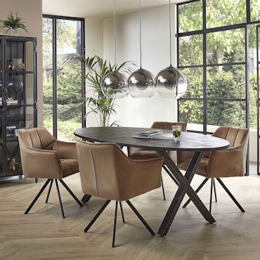  Table à manger noire ovale 200 cm HALIFAX