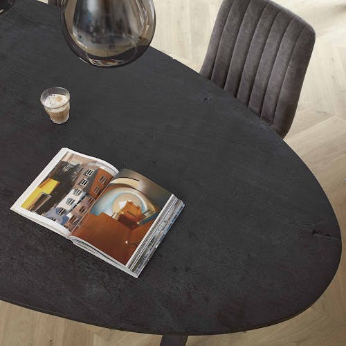 Table à manger noire ovale 240 cm HALIFAX