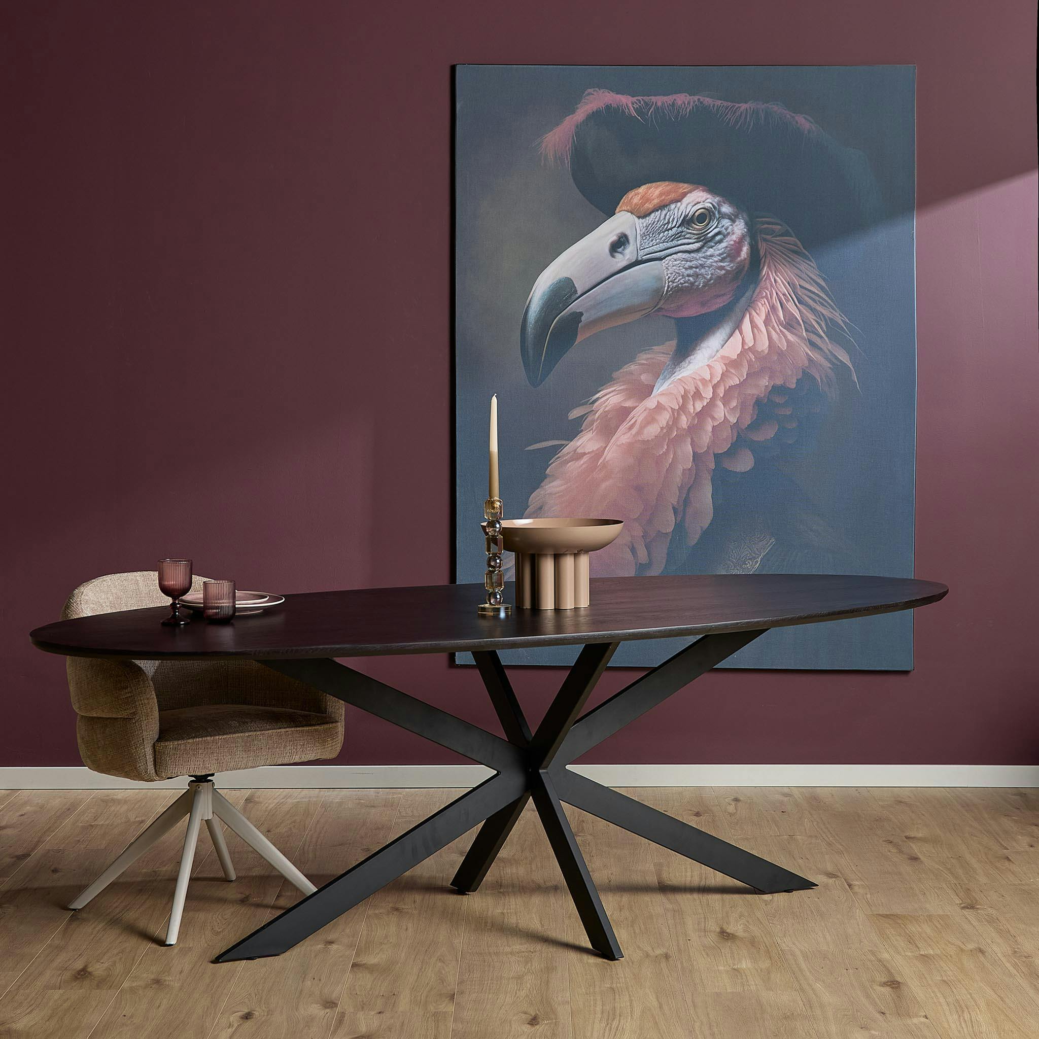 Table à manger noire ovale bois de chêne 280 cm LEXTON