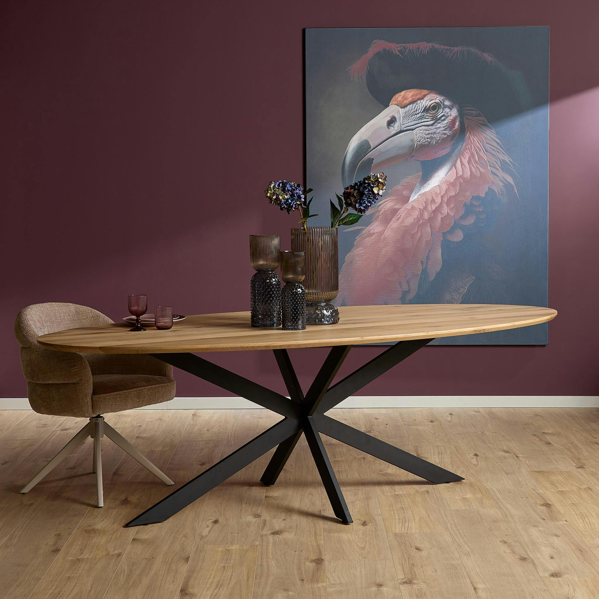 Table à manger ovale bois de chêne 180 cm LEXTON