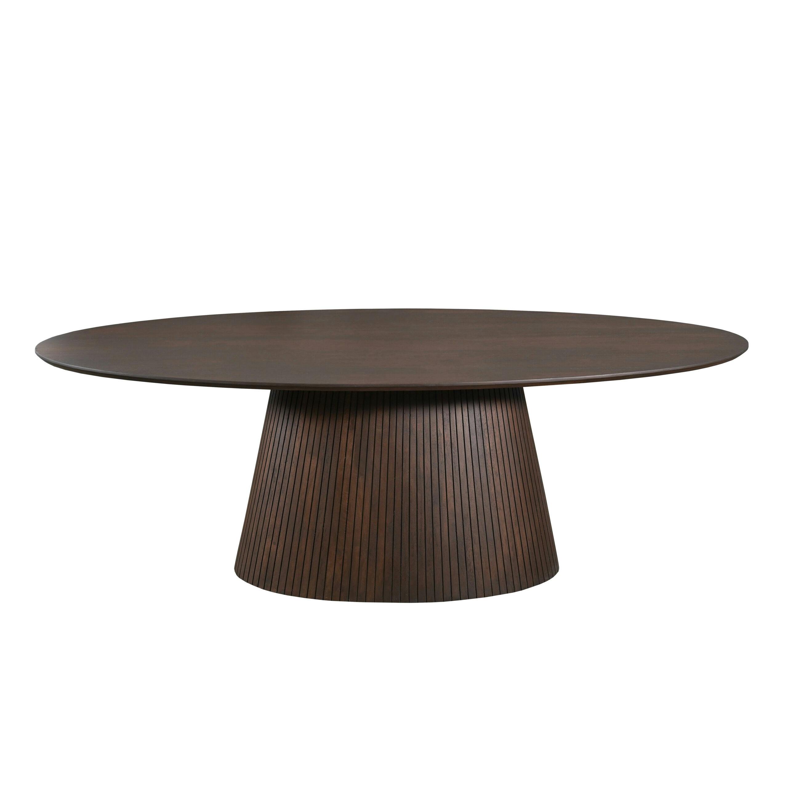 Table à manger ovale bois marron pied rainuré 240 cm CALERO