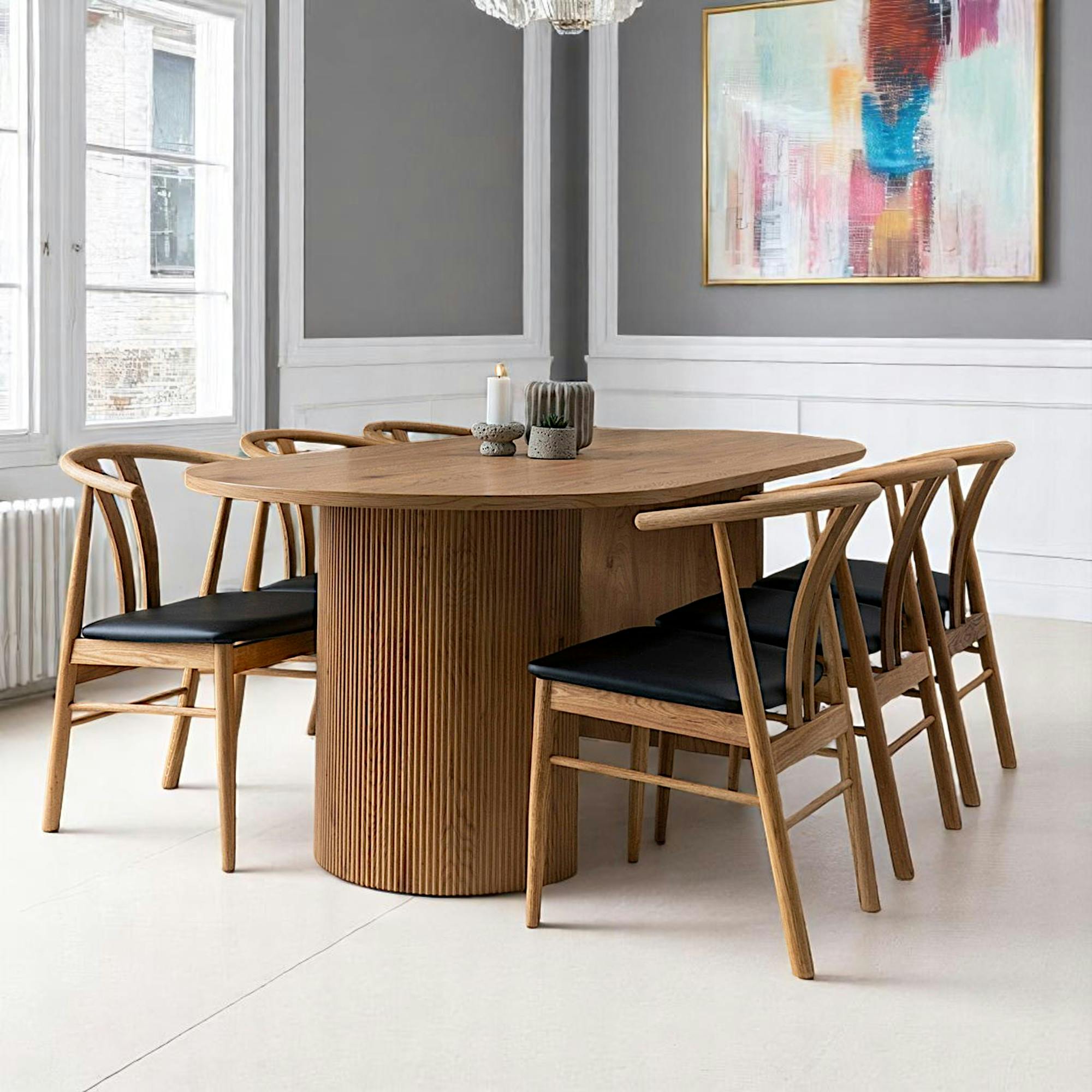 Table à manger ovale effet bois blond 210 cm MATERA