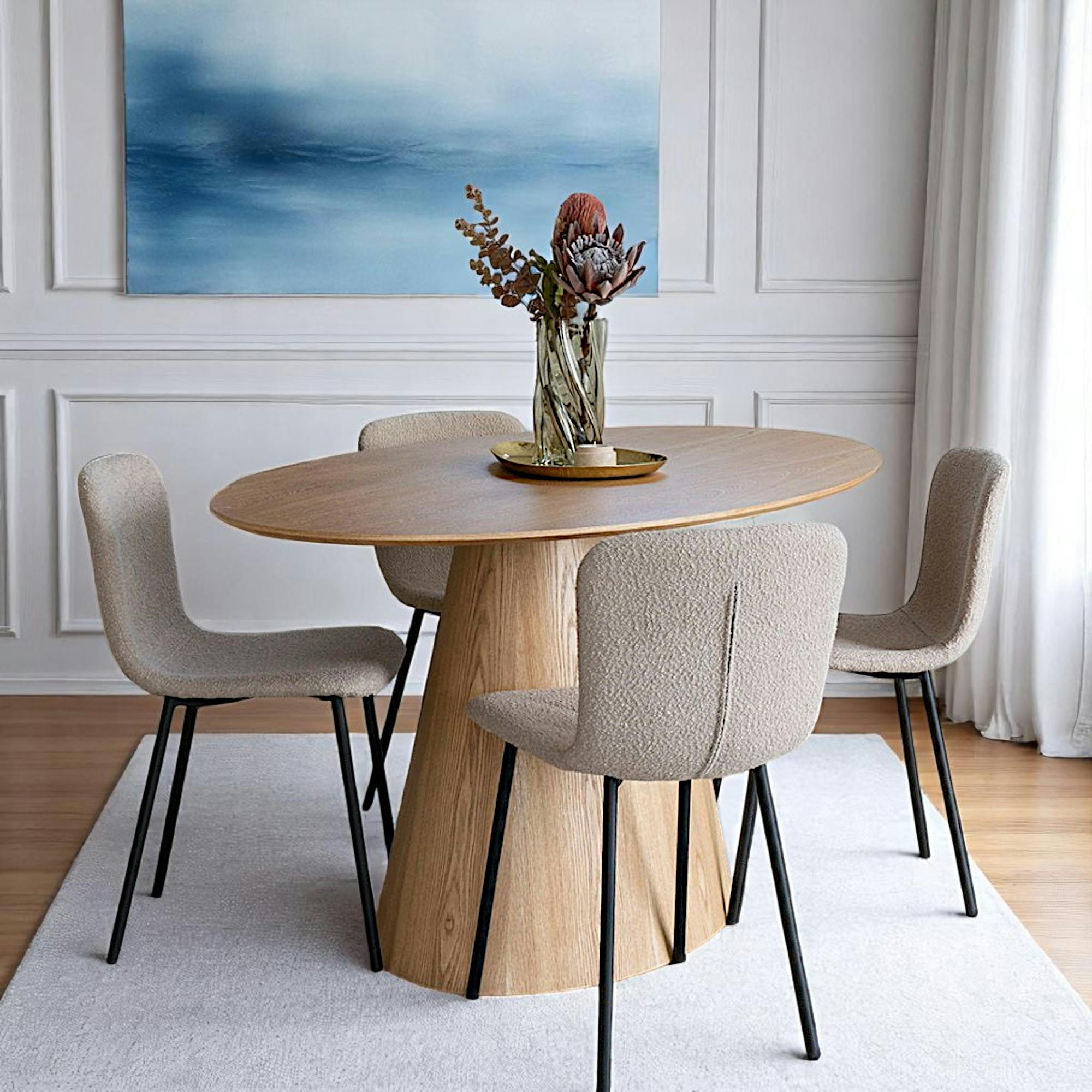 Table à manger ovale en bois clair 160 cm LISBONNE