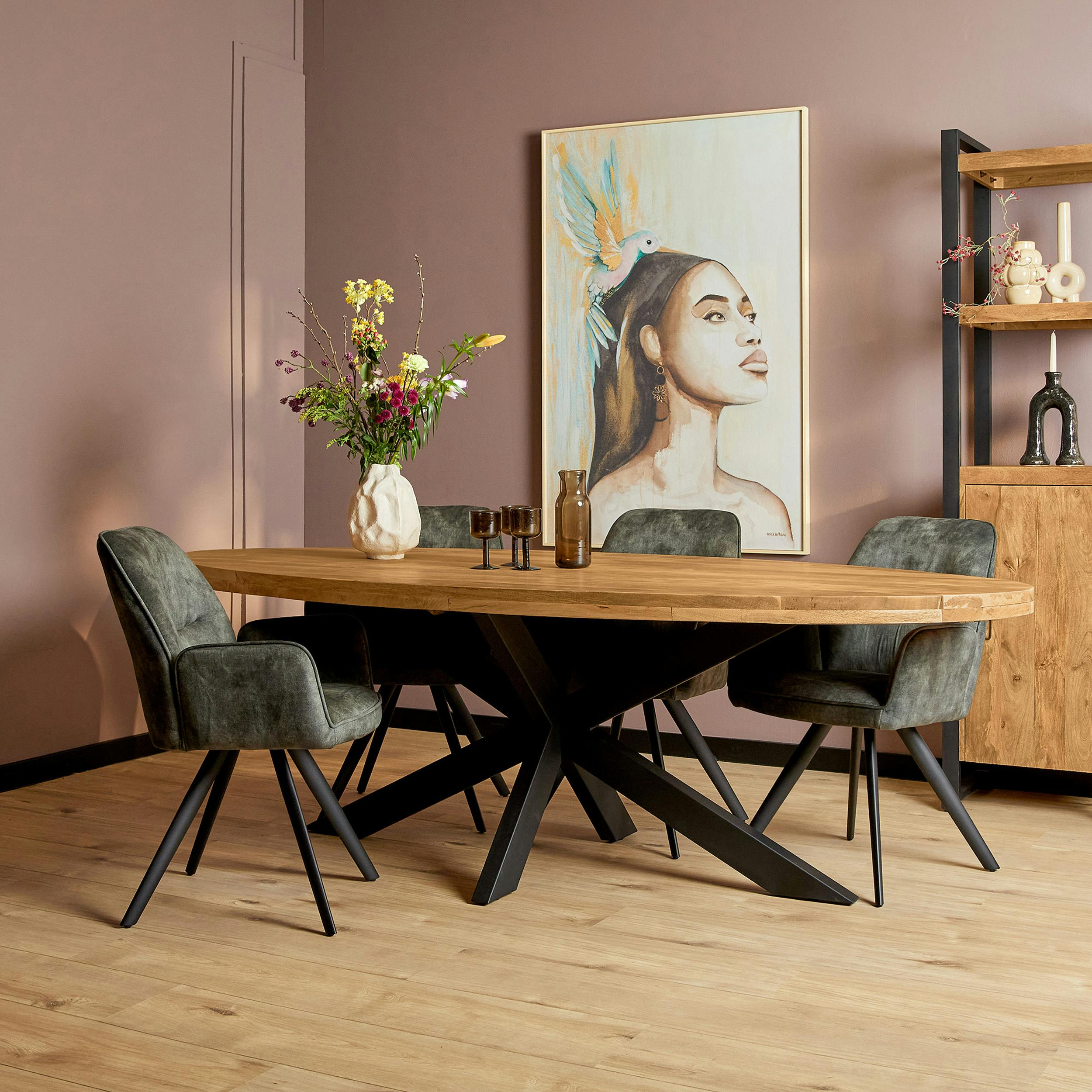 Table à manger ovale en bois clair 180 cm RIVANO