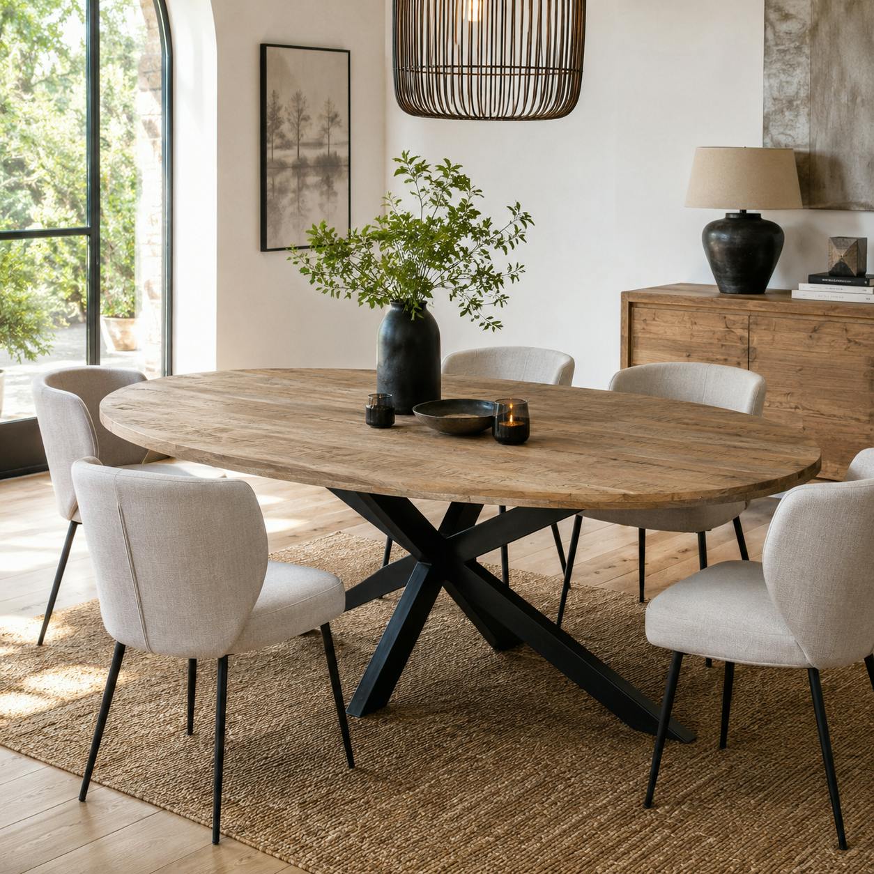 Table à manger ovale en bois de manguier 210 cm FULTON