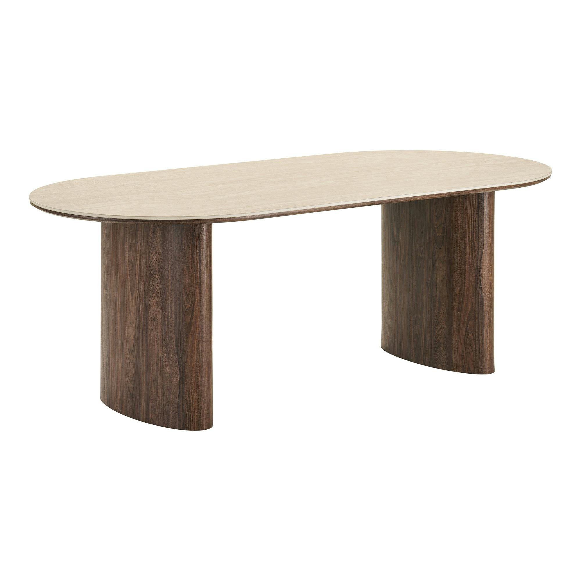 Table à manger ovale en céramique aspect travertin 210 cm PRATO