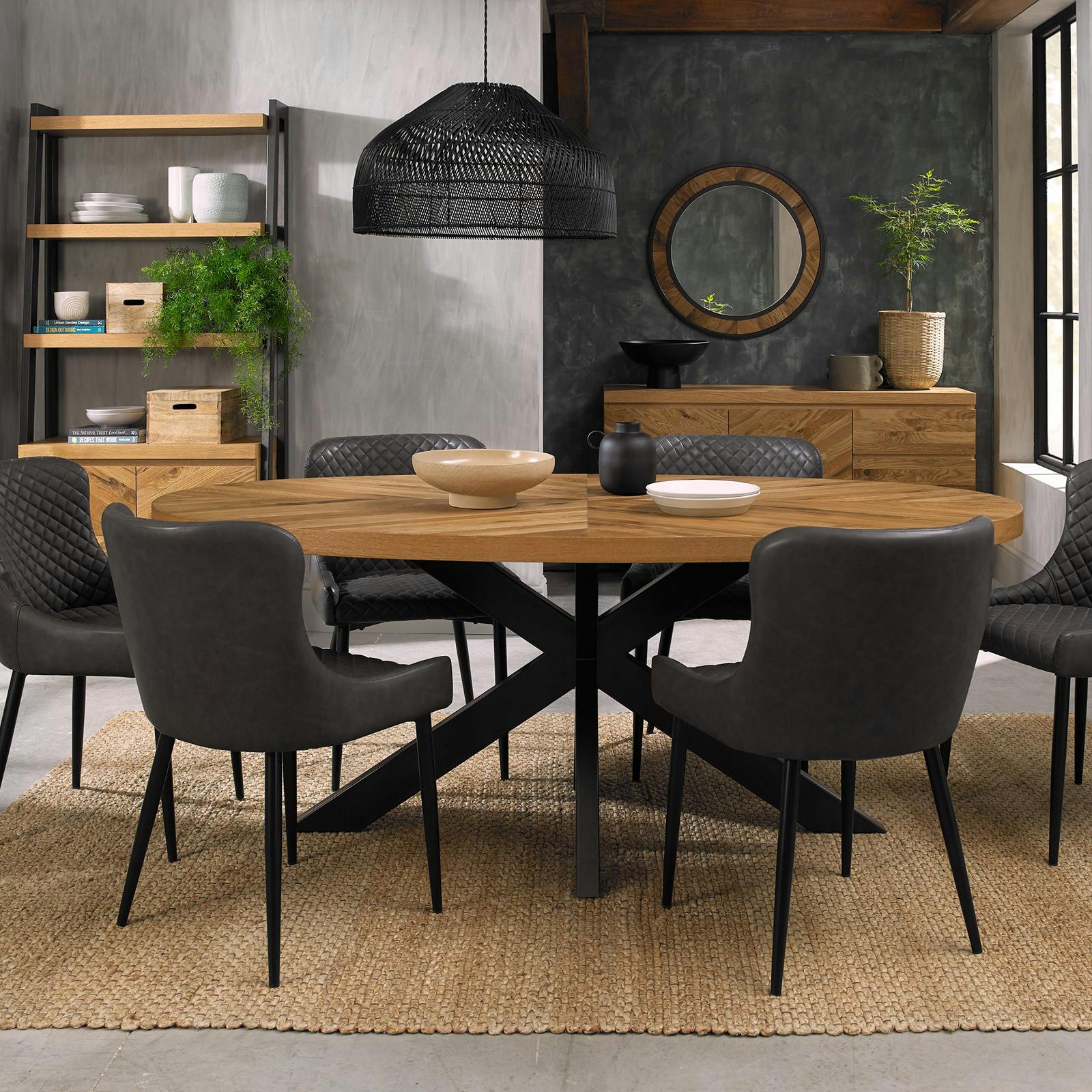 Table de salle à manger ovale en bois d'olivier 🫒🪵 avec pierres