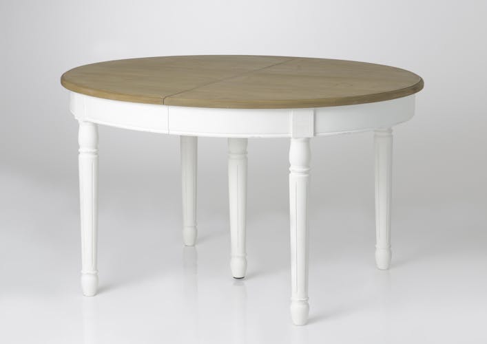 Table ronde extensible en bois blanc de style classique