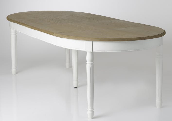 Table ronde extensible en bois blanc de style classique
