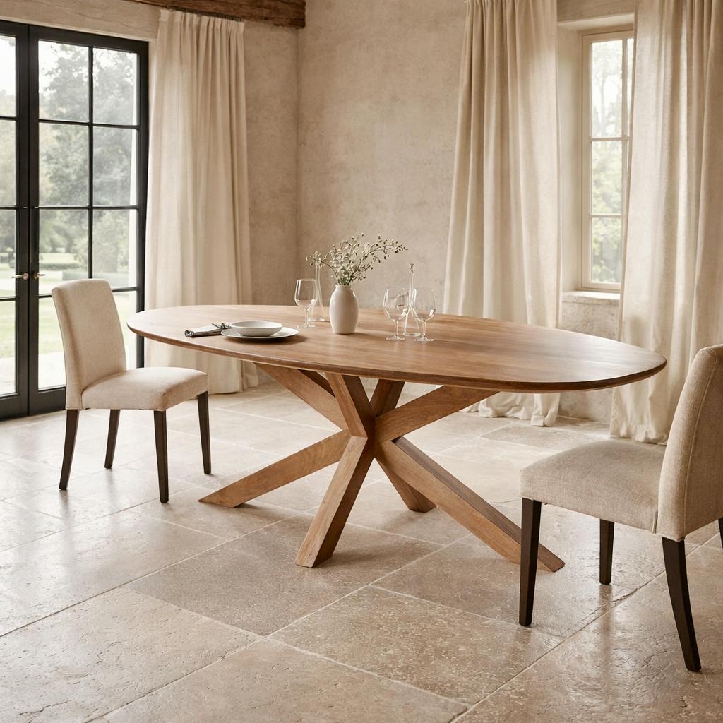 Table à manger ovale organique à pied central 210 cm NERO