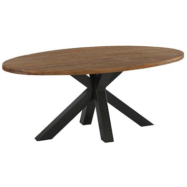 Table de repas ovale en bois pied central en metal