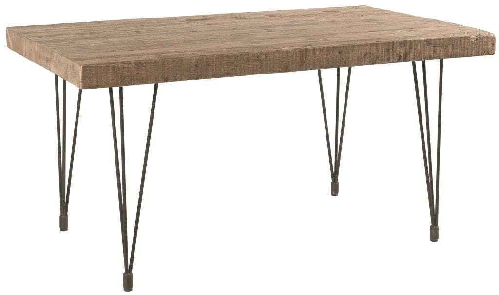 Table à manger rectangle 150cm pin recyclé et fer LANDAISE