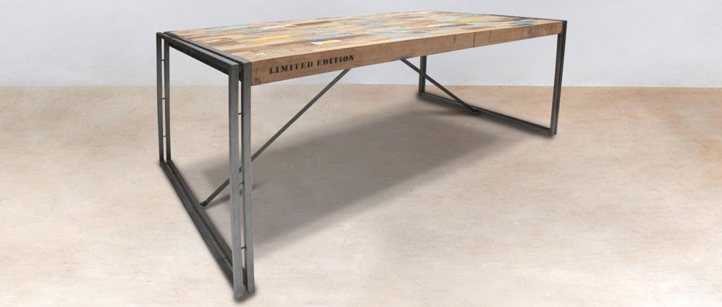 Table à manger rectangle bois recyclé 175x100 CARAVELLE