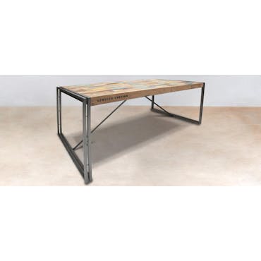  Table de repas rectangulaire en bois recycle de style industriel