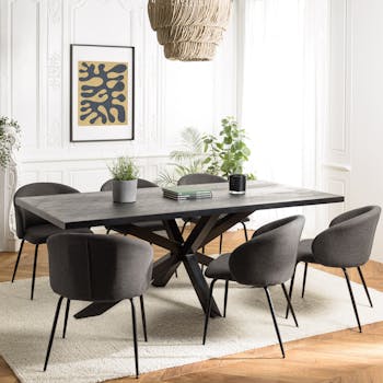Table à manger rectangulaire bois anthracite effet pierre 220 cm BIHAR