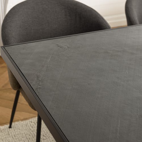 Table à manger rectangulaire bois anthracite effet pierre 220 cm BIHAR