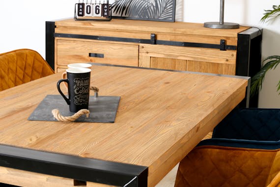 Table de repas rectangulaire en bois pieds metal style industriel