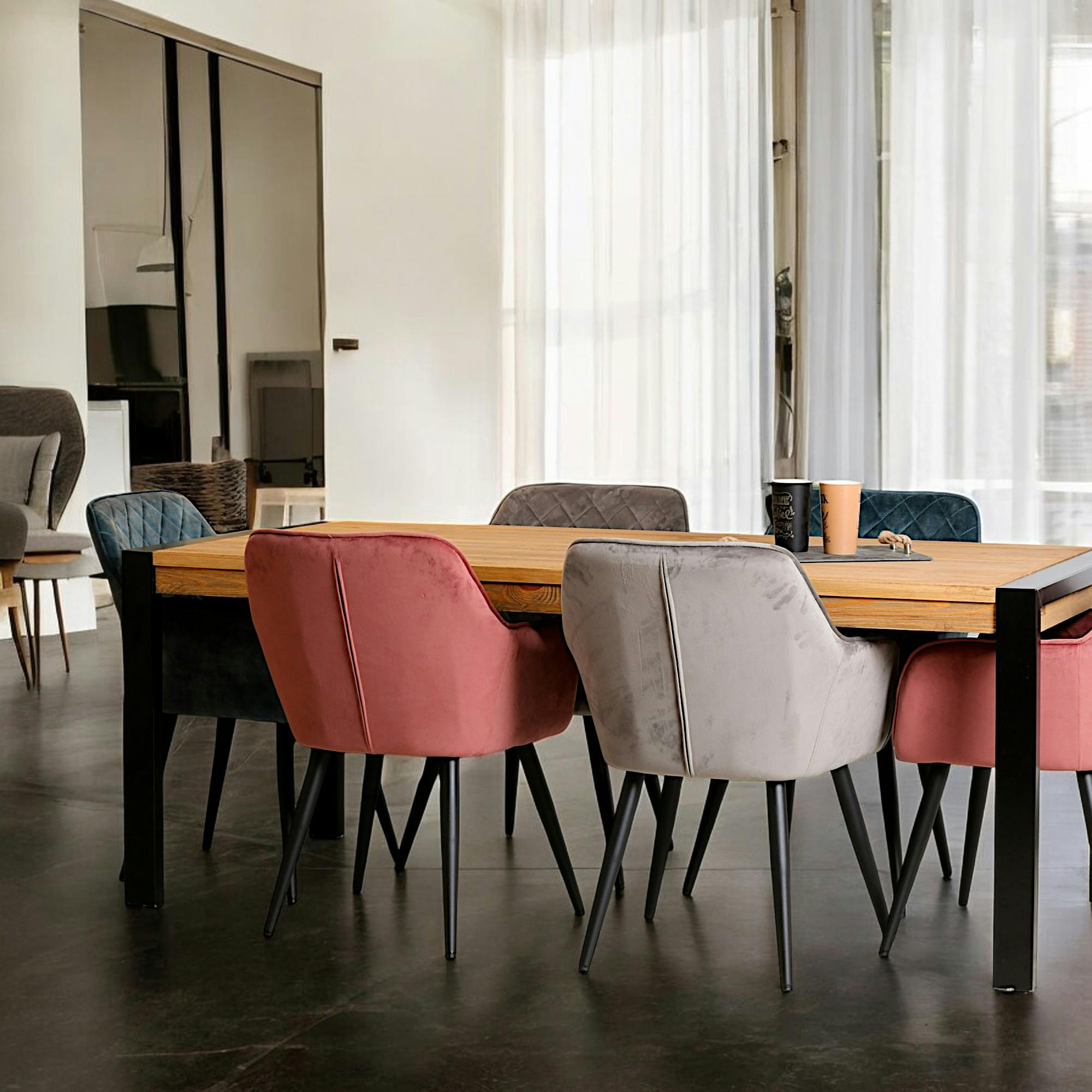 Table de repas rectangulaire en bois pieds metal style industriel