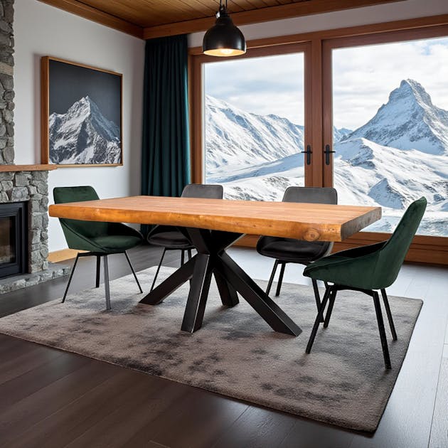 Table de chevet 3 tiroirs en teck massif et cannage rotin - CAMILO
