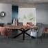 Table de repas rectangulaire bois teck massif pied central metal style contemporain