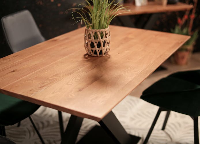 Table à manger rectangulaire bois métal 135 cm VOLGA