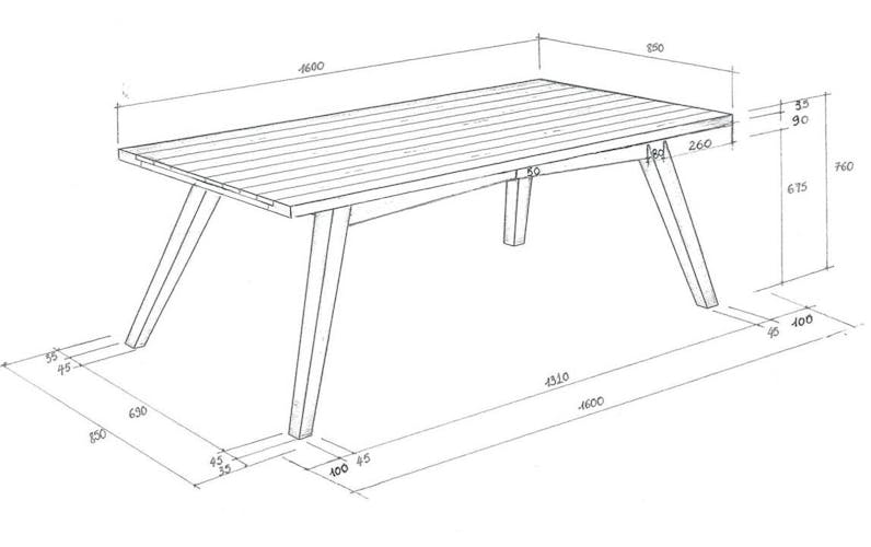 Table de repas rectangulaire bois recycle FSC style campagne moderne