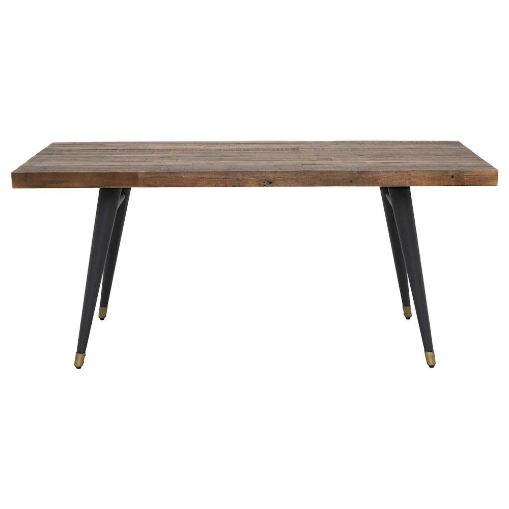 Table à manger rectangulaire bois recyclé piètement effet laiton