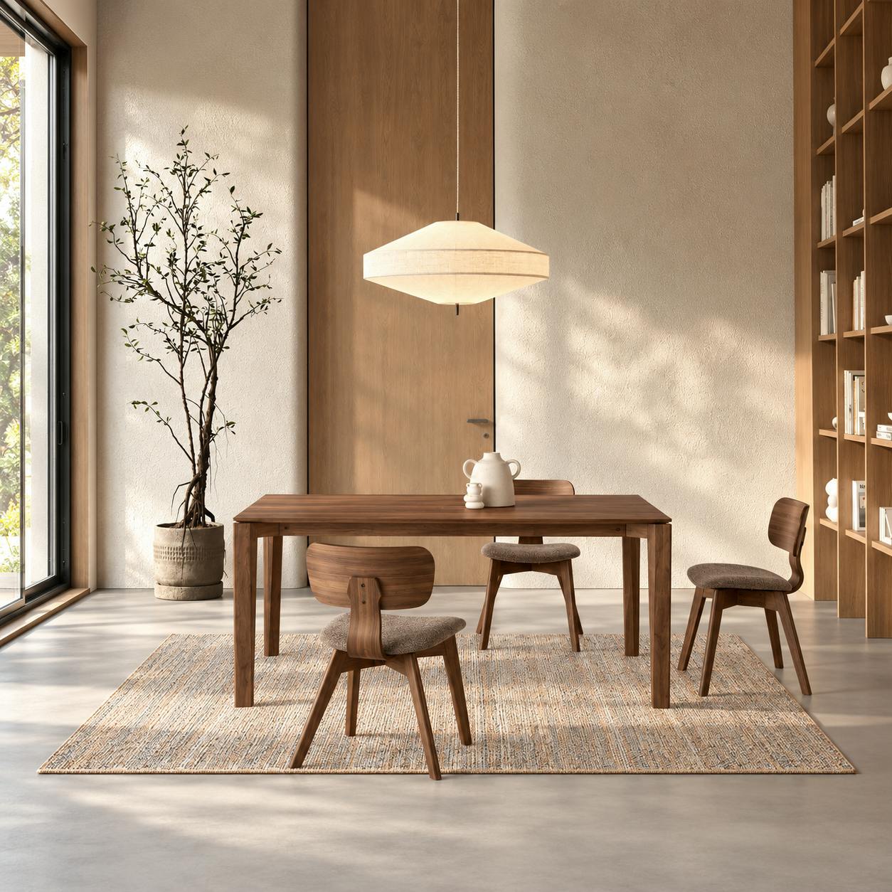 Table à manger rectangulaire décor bois de noyer 180 cm ORBE