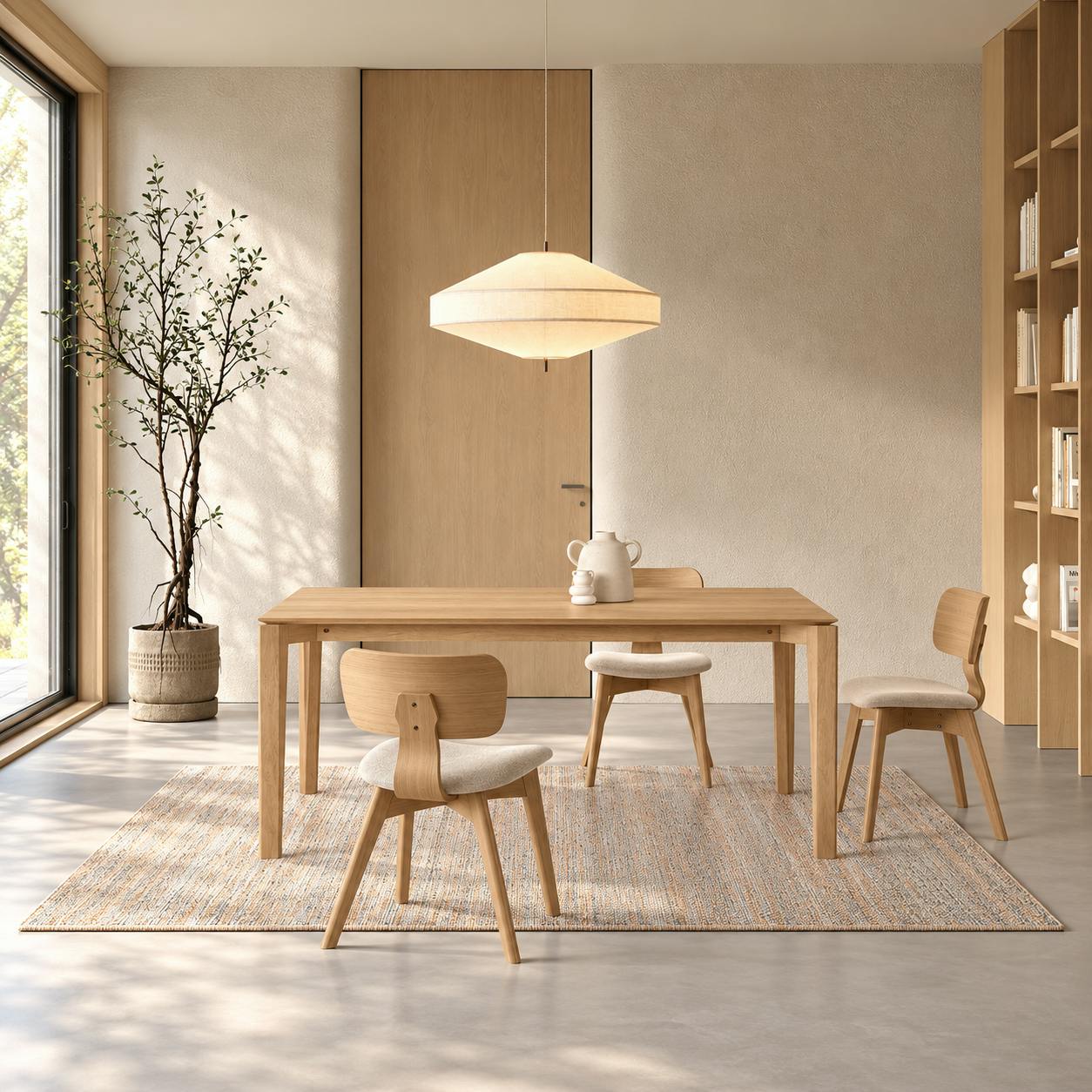 Table à manger rectangulaire décor chêne clair 180 cm ORBE