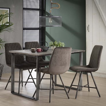  Table de repas effet beton pieds metal de style contemporain