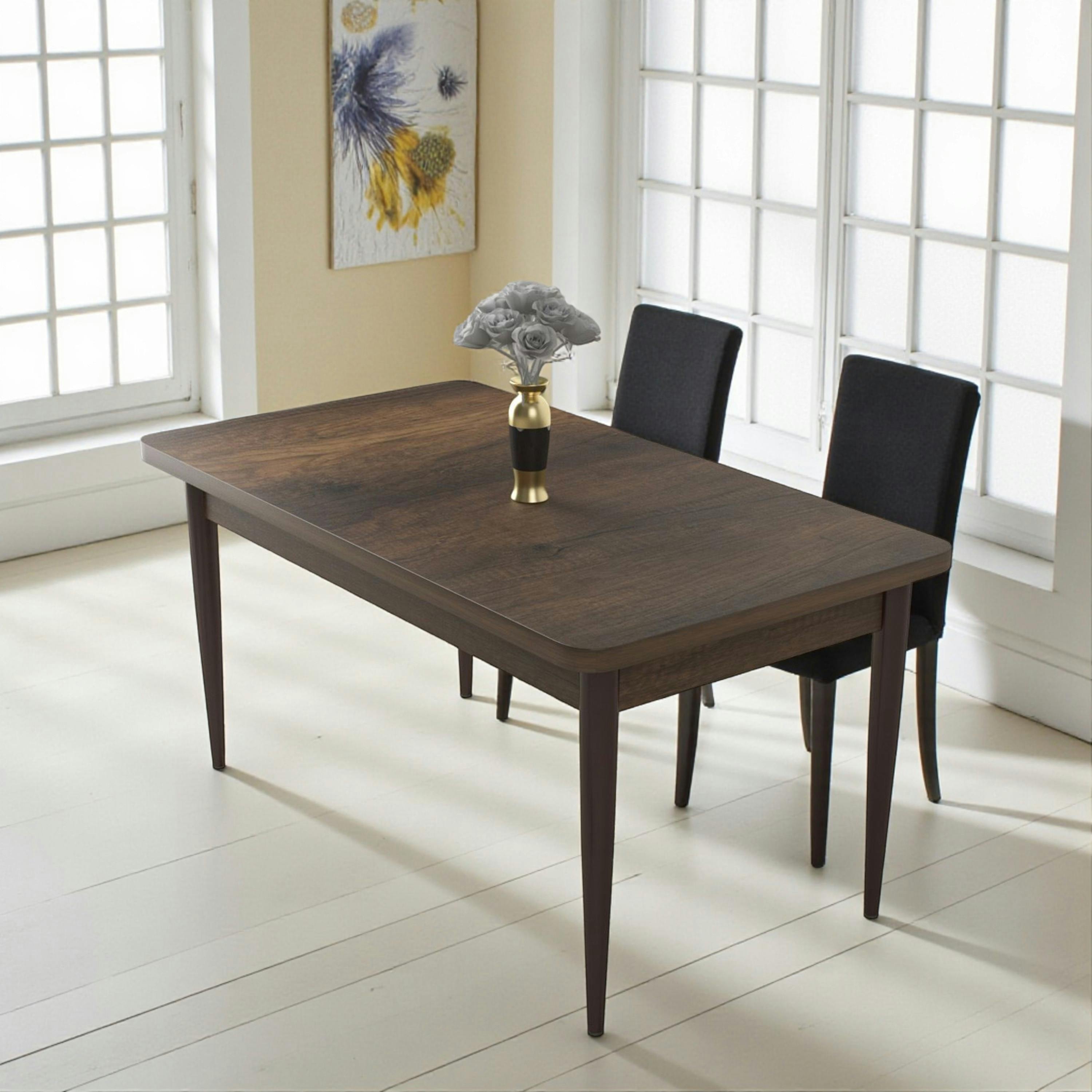 Table à manger rectangulaire effet bois brun 110 cm AROLA