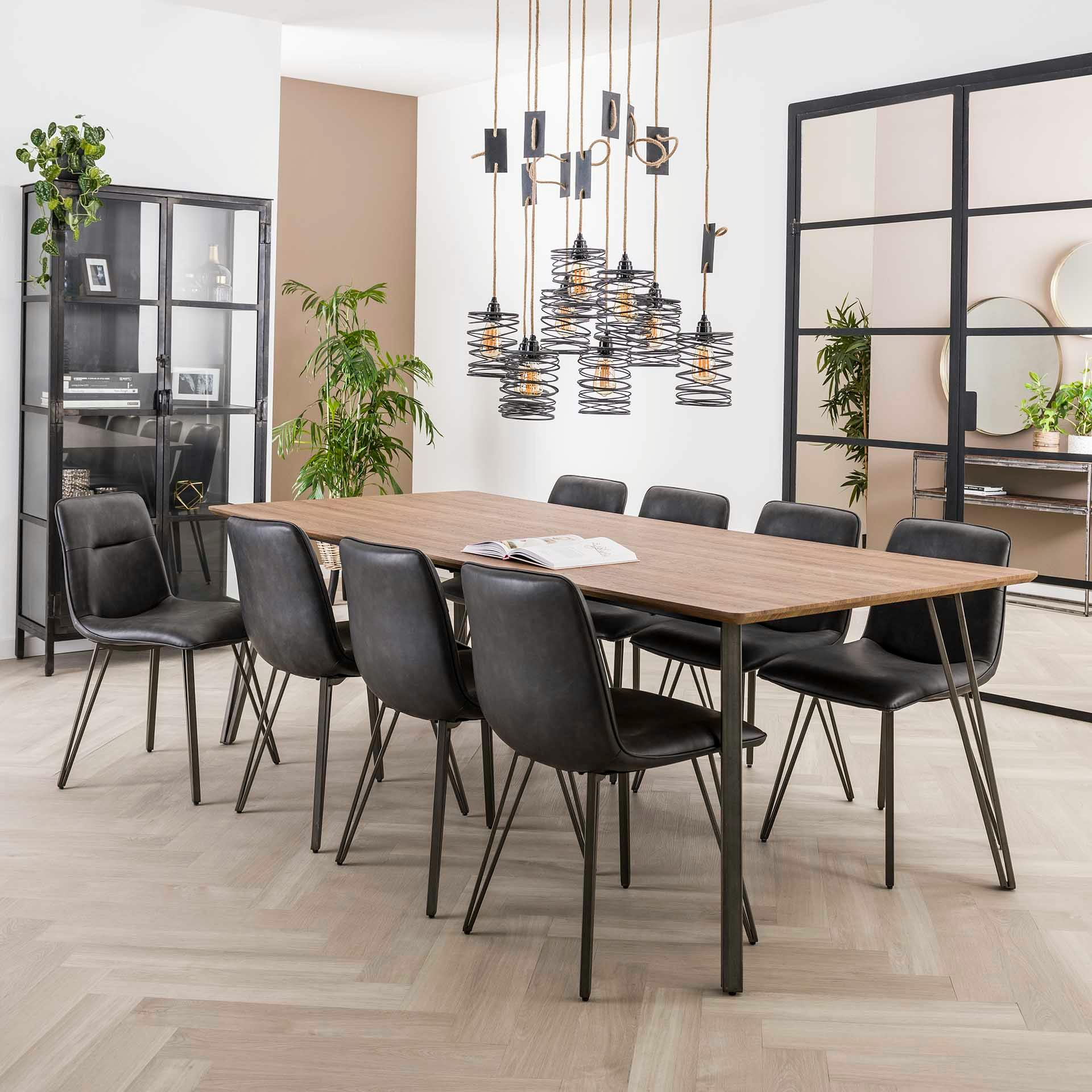 Table de repas rectangulaire pieds metal de style contemporain