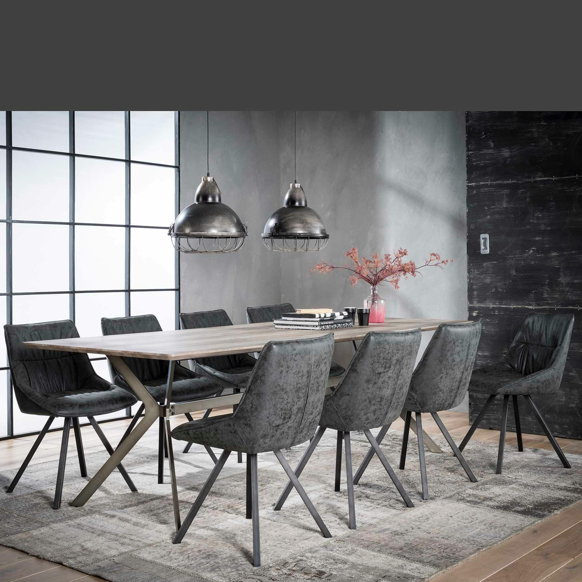Table de repas rectangulaire pieds metal de style contemporain