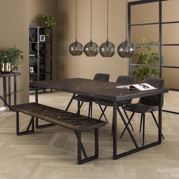  Table à manger rectangulaire en bois de teck brun motif croisé 200 cm AMBON