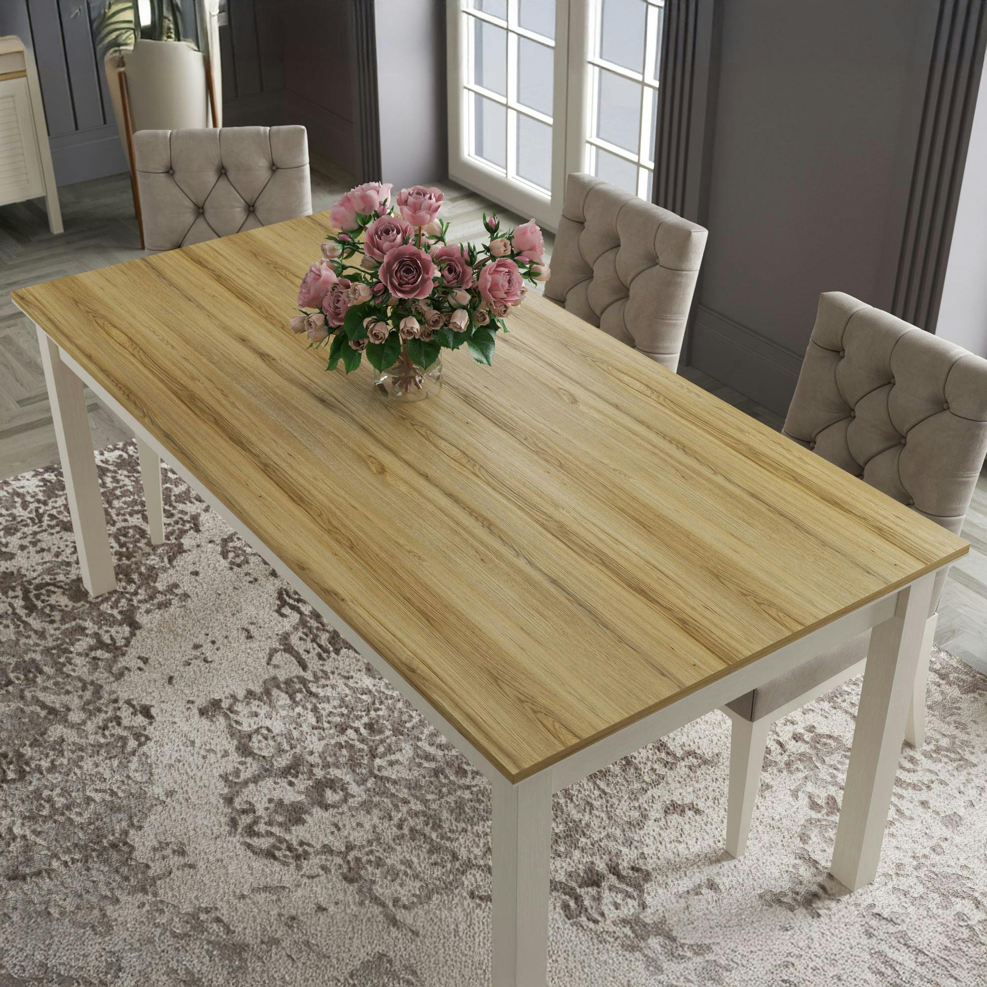 Table à manger rectangulaire moderne pieds gris 180 cm AROLA