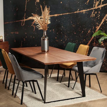  Table de repas en bois massif pieds metal style contemporain
