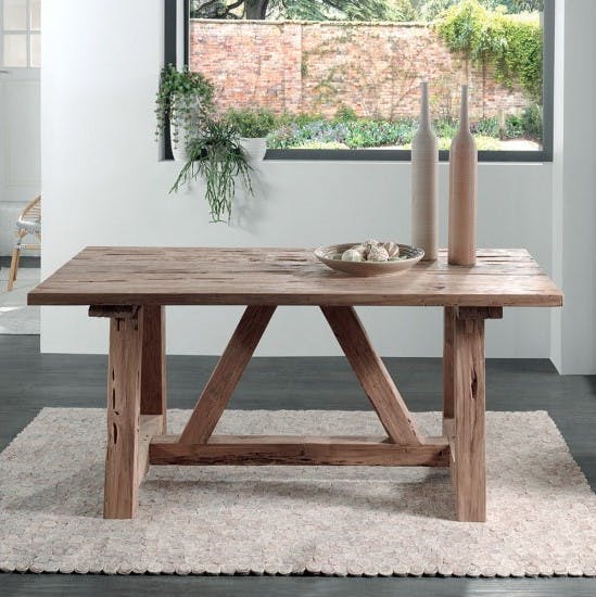 Table de repas rectangulaire bois massif recycle style exotique