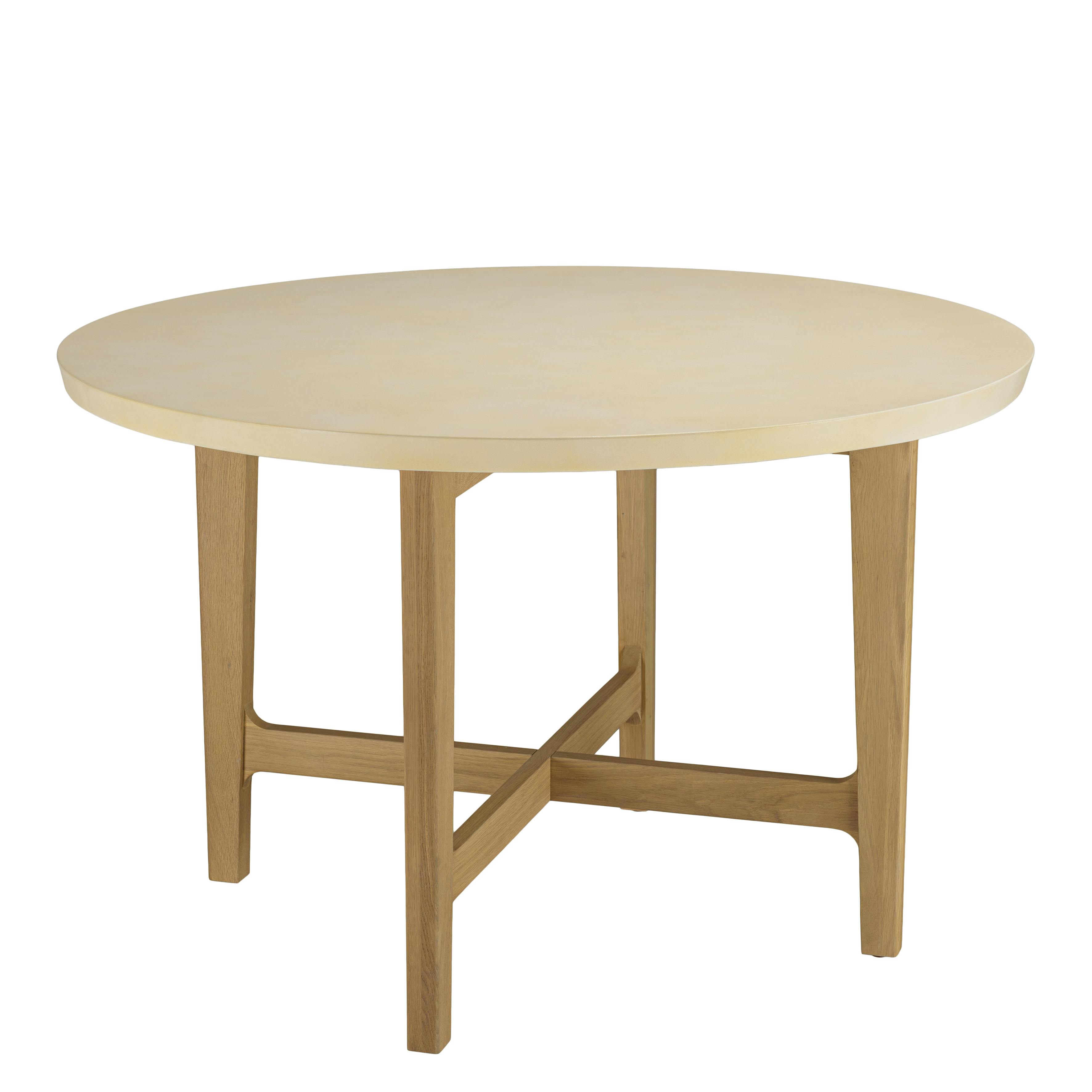 Table à manger ronde 120 cm plateau béton beige BRASILIA