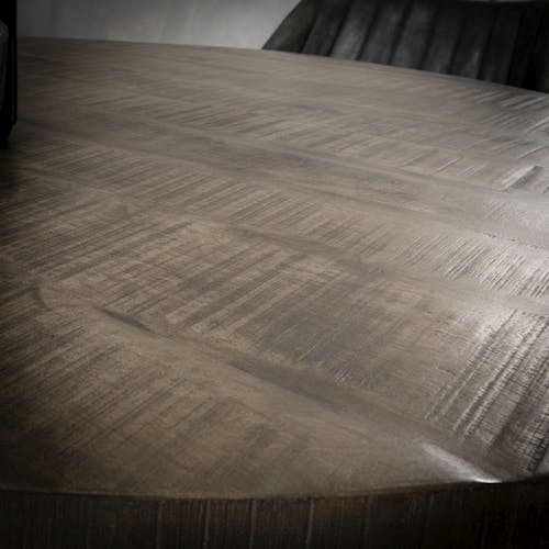 Table de repas ronde en bois pieds metal style contemporain