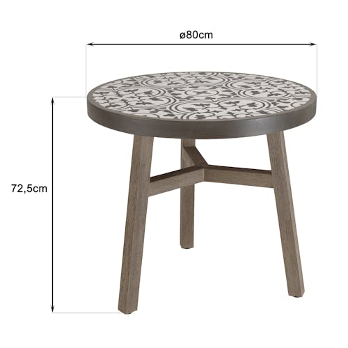 Table à manger ronde 80 cm béton gris BRASILIA