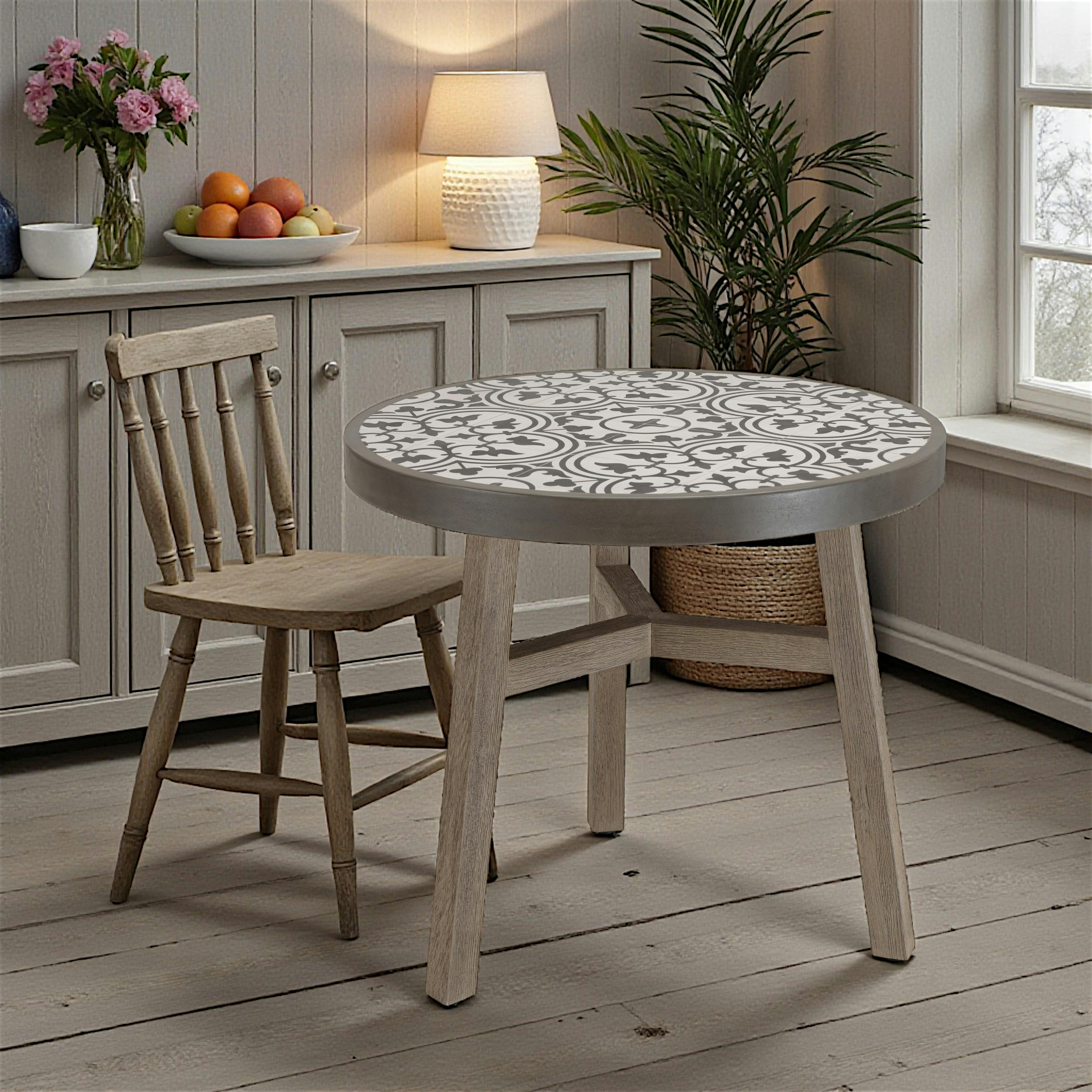 Table à manger ronde 80 cm béton gris BRASILIA