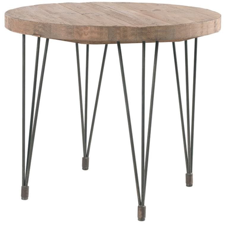 Table à manger ronde 90cm pin recyclé et fer LANDAISE