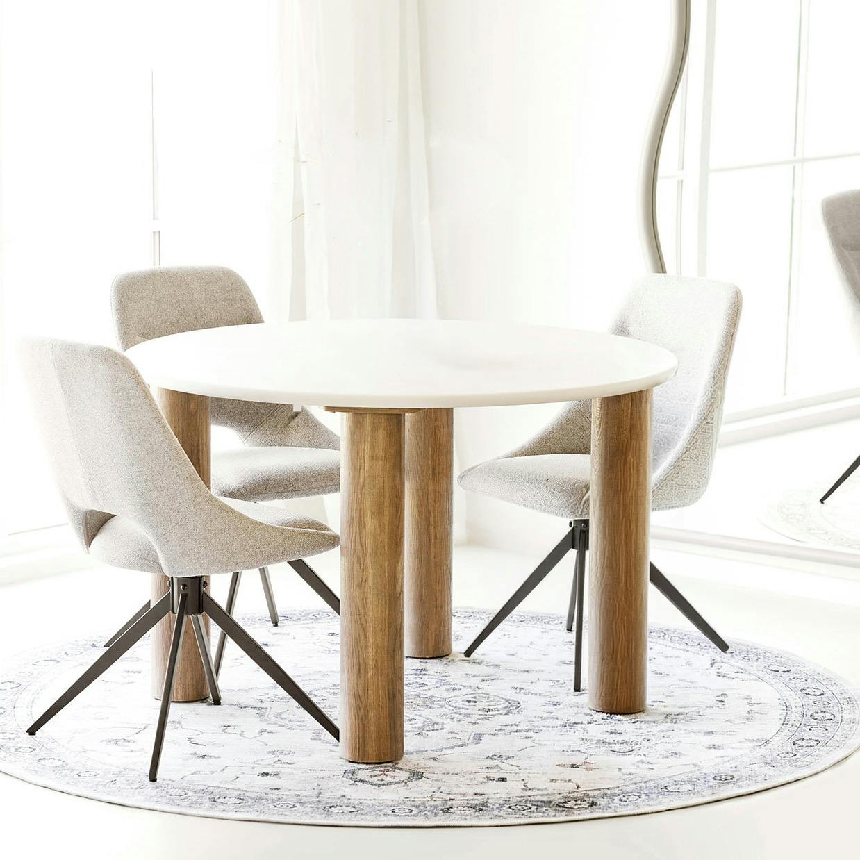 Table à manger ronde aspect ciment clair ø120 cm KNOX