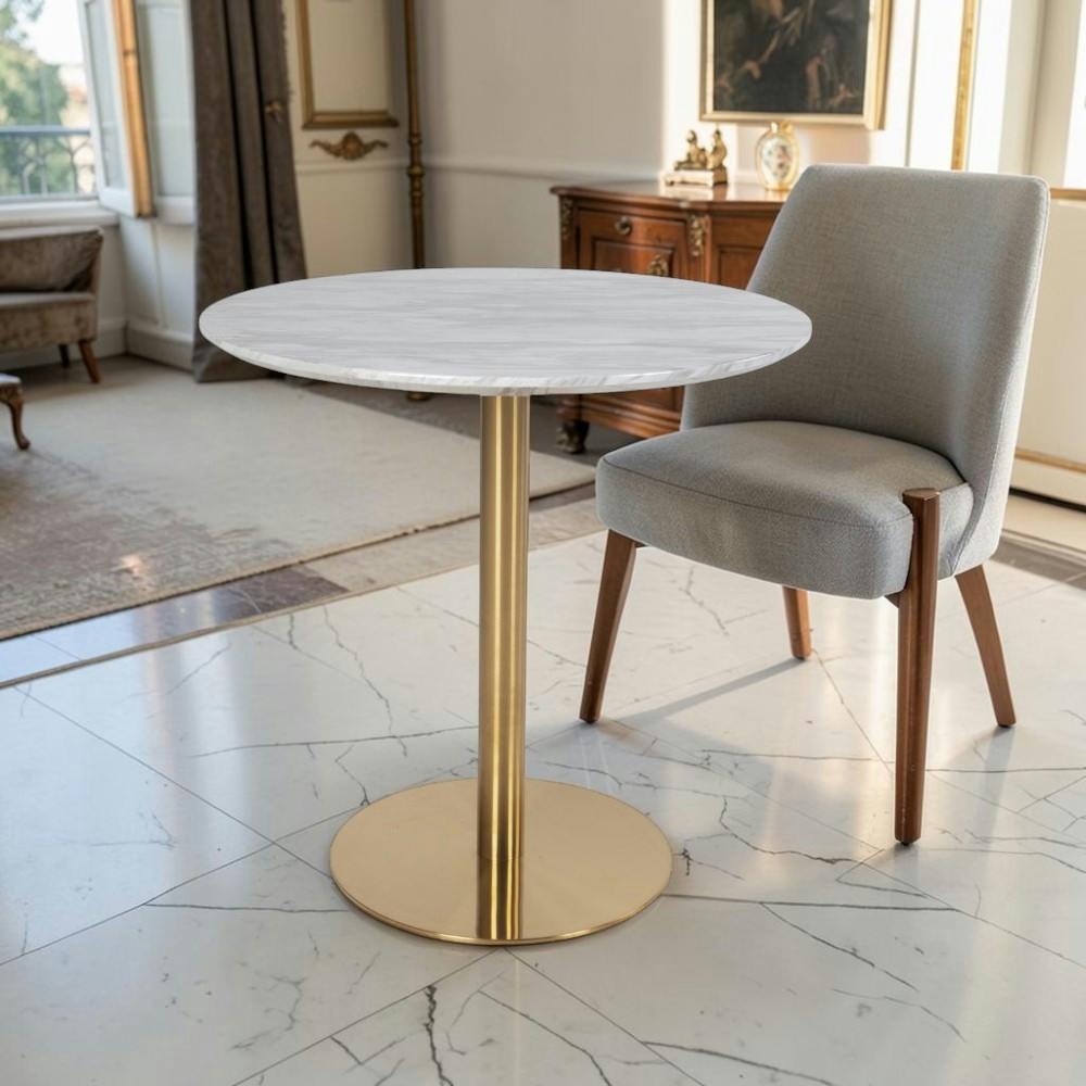 Table à manger ronde aspect marbre ø90 cm TORANO