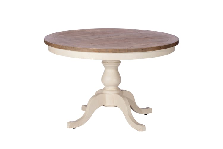 Table de repas ronde bois recycle FSC blanc