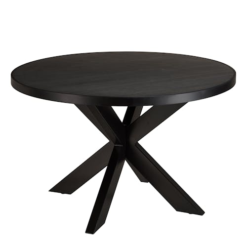 Table à manger ronde bois anthracite effet pierre 120 cm BIHAR