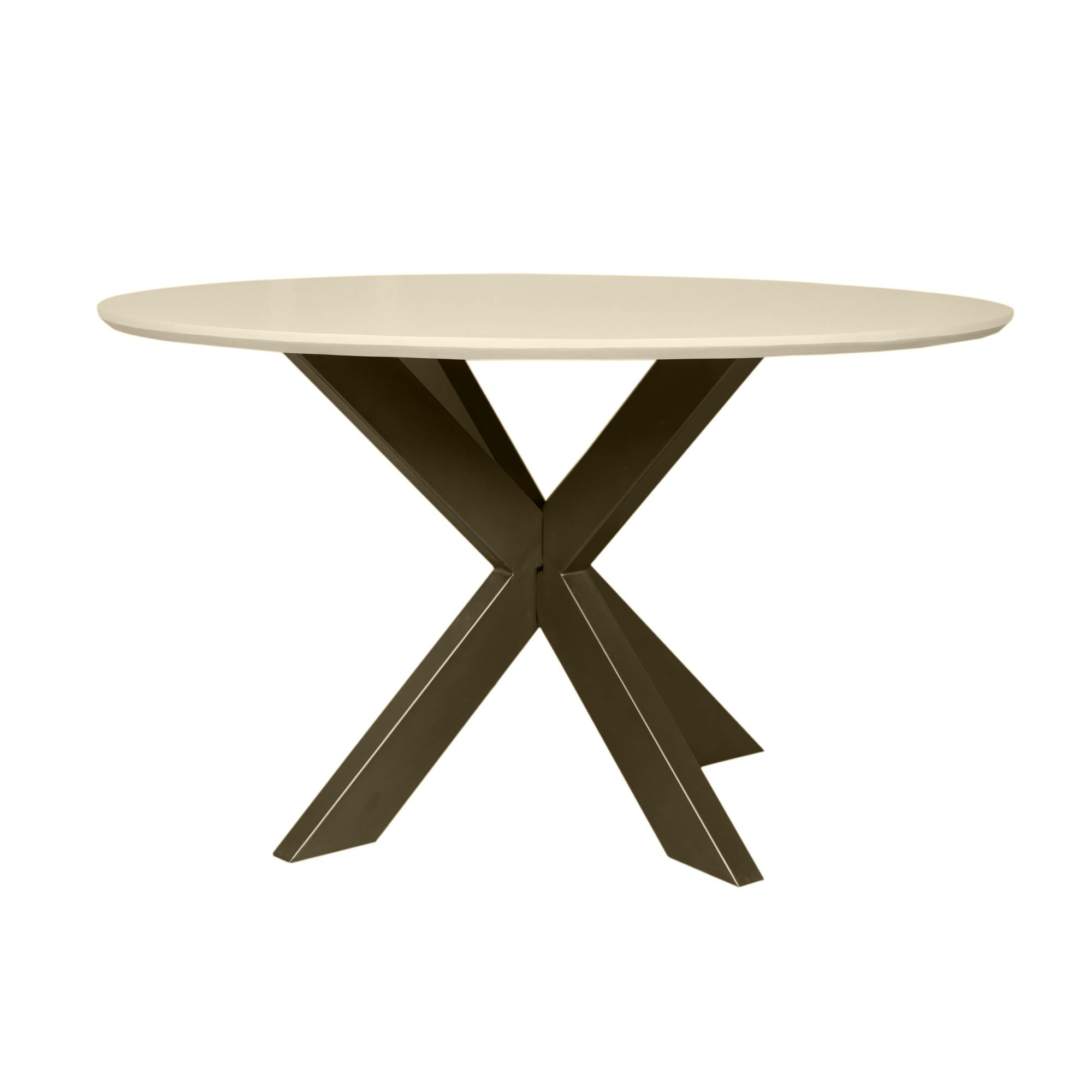 Table à manger ronde bois sable pied bronze Ø110 cm CORTINA